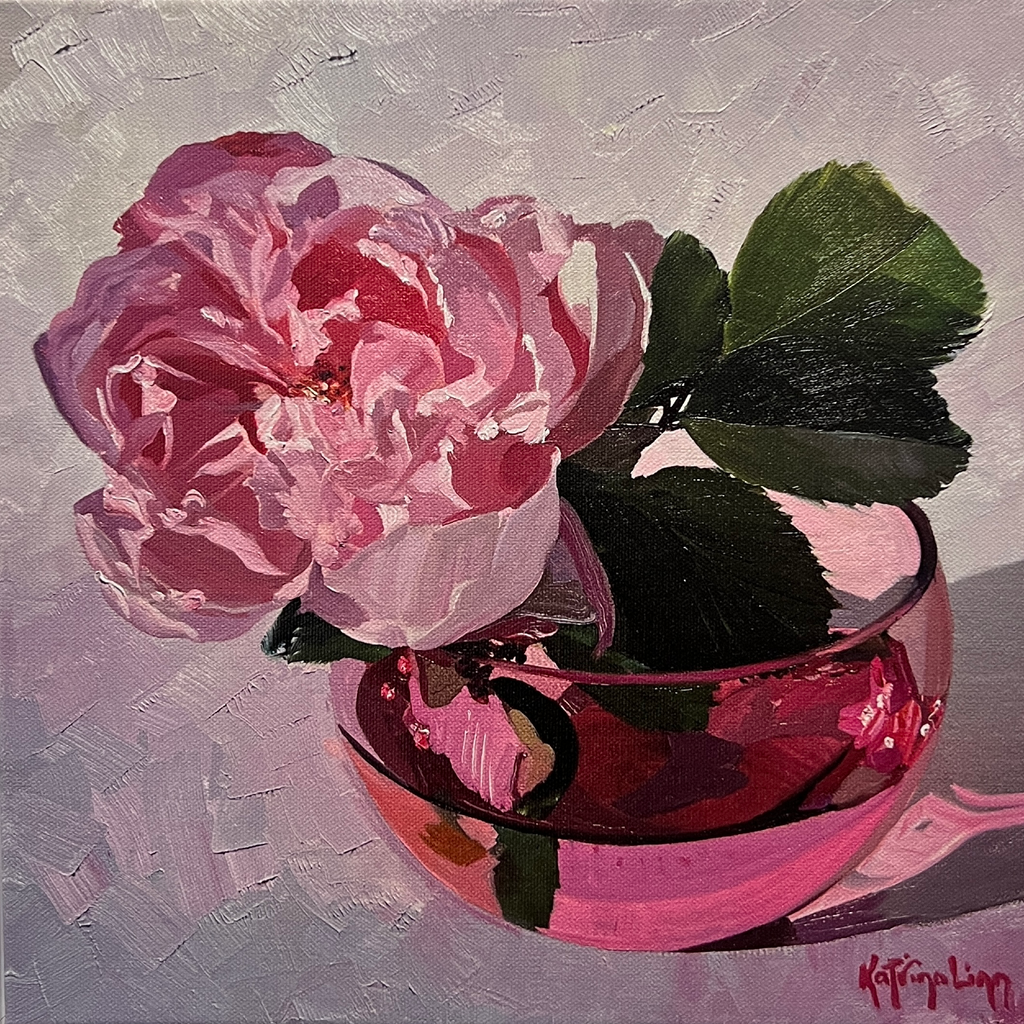 Palest Pink Rose Framed in a white box frame and ready to hang