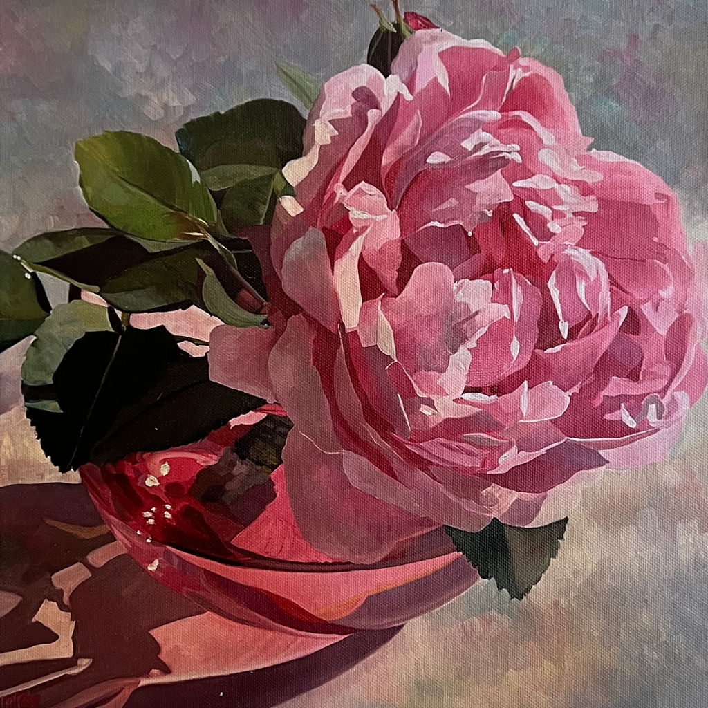 Rose Reflection Print in white box frame ready to hang