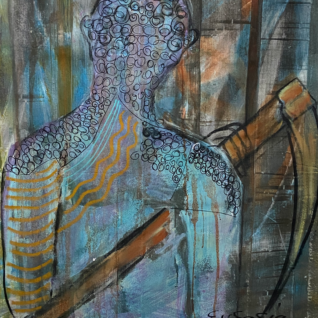 Whole image is nearly square due to border at bottom painting is a little more than 6 cm.