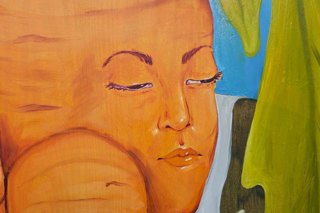 Up close detail image of right face.