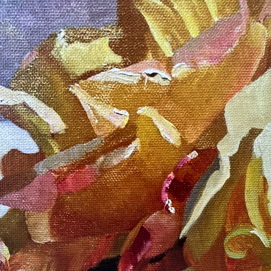 Three Yellow Roses in Brass Pot