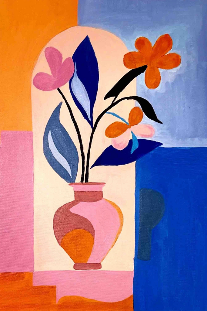 Bold blooms in a pink vase – a celebration of color and shape for any space.