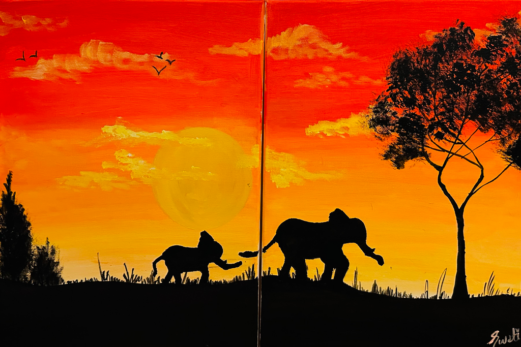 "Bathed in golden light, they walk together — wild and free."