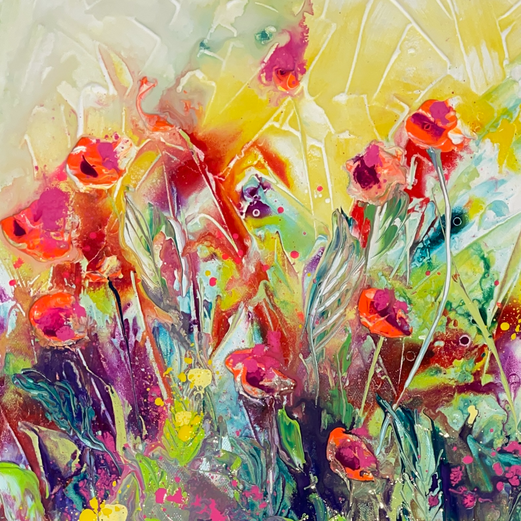 'Secret garden' image of section showing detail, texture, colours and unique watercolour techniques
