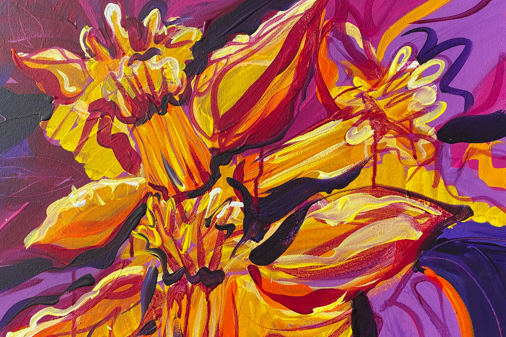 Burst of Sunbeams: Add a burst of sunbeams to your home or office with this energetic daffodil painting, radiating warmth and optimism.